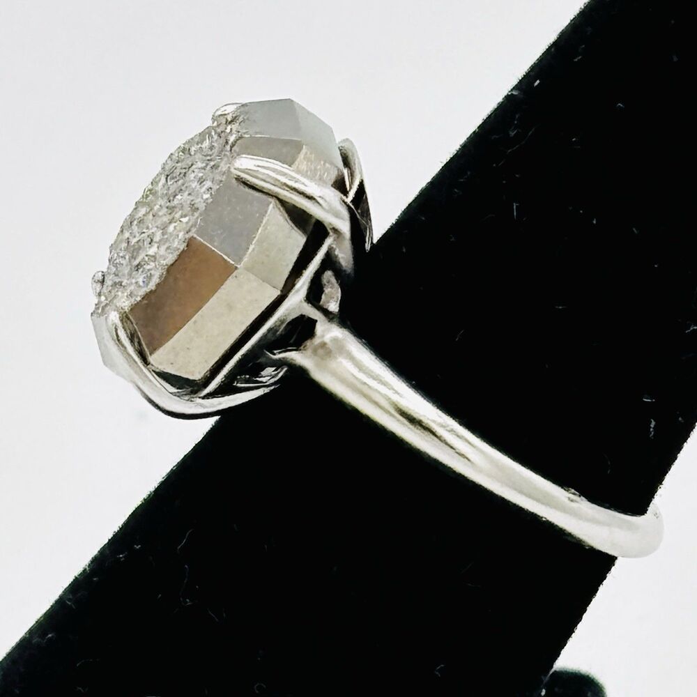 Kendra Scott Ring Ryan Rhodium Platinum Drusy Silver Sixe 6.75 Cocktail - Picture 6 of 6